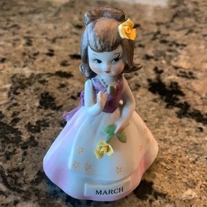 March Birthday Girl porcelain with yellow roses 💝 approx 4.25” tall